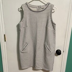 0050 LOFT‎ Black and White Striped Midi Dress womens size medium